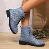 Women's Plus Size Motorcycle Boots Casual Short Tube Low Thick Heel Martin Boot Lace Up Cowboy Chelsea Shoes 36-42
