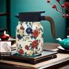 Vintage Floral Pattern Teapot with Built-in Filter V-Shaped Spout Pressurized Water Tea Infuser Teapot 1000ml Stainless Steel Insulated Tea
