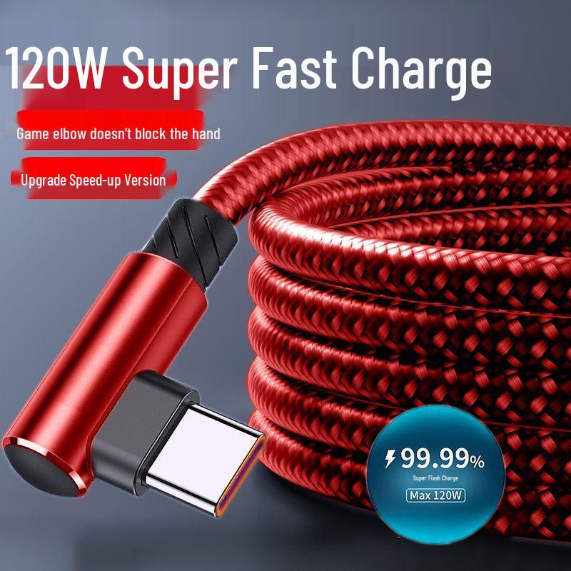 66W Type-C Data Cable for Huawei Mate40, Vivo, Xiaomi - Elbow Design, Super Fast Charging