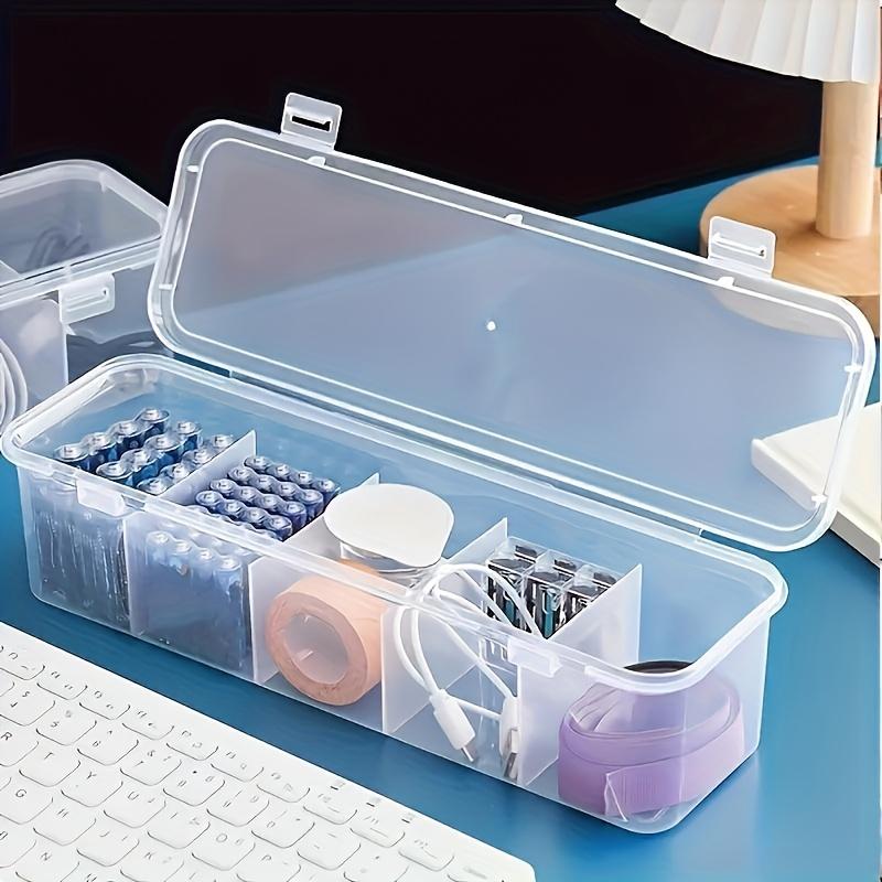 5 Grids Large Clear Plastic Cable Organizer Box Compartment Storage Case Wires Batteries Office School Home Desk Accessories