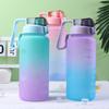 2L Large Capacity Water Bottle Straw Cup Gradient Color Plastic Water Cups With Time Marker Outdoor Fitness Sports Bottle