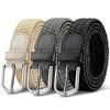 Men Belt Metal Pin Buckle Wide Band Anti-break Solid Color Firm Stitching Great Tougness Waist Strap Male Elastic Belt Pants Jeans Matching