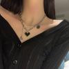 Double Layered Black Heart Necklace with Simple Letter Pendant: Hip Hop Style for Women, Elegant and Versatile Accessory