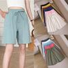 Women Cotton Linen Shorts,Summer Casual Solid Two Pockets Shorts High Waist Loose Shorts for Girls Soft Cool Female Shorts
