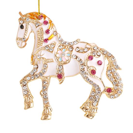 Horse Christmas Ornaments Sparkly Rhinestone Horse Hanging Decoration Acrylic Christmas Tree Ornament for Winter Xmas Party Supplies Holiday Home