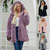 Womens Ladies Warm Faux  Coat Jacket Solid Hooded Outerwear