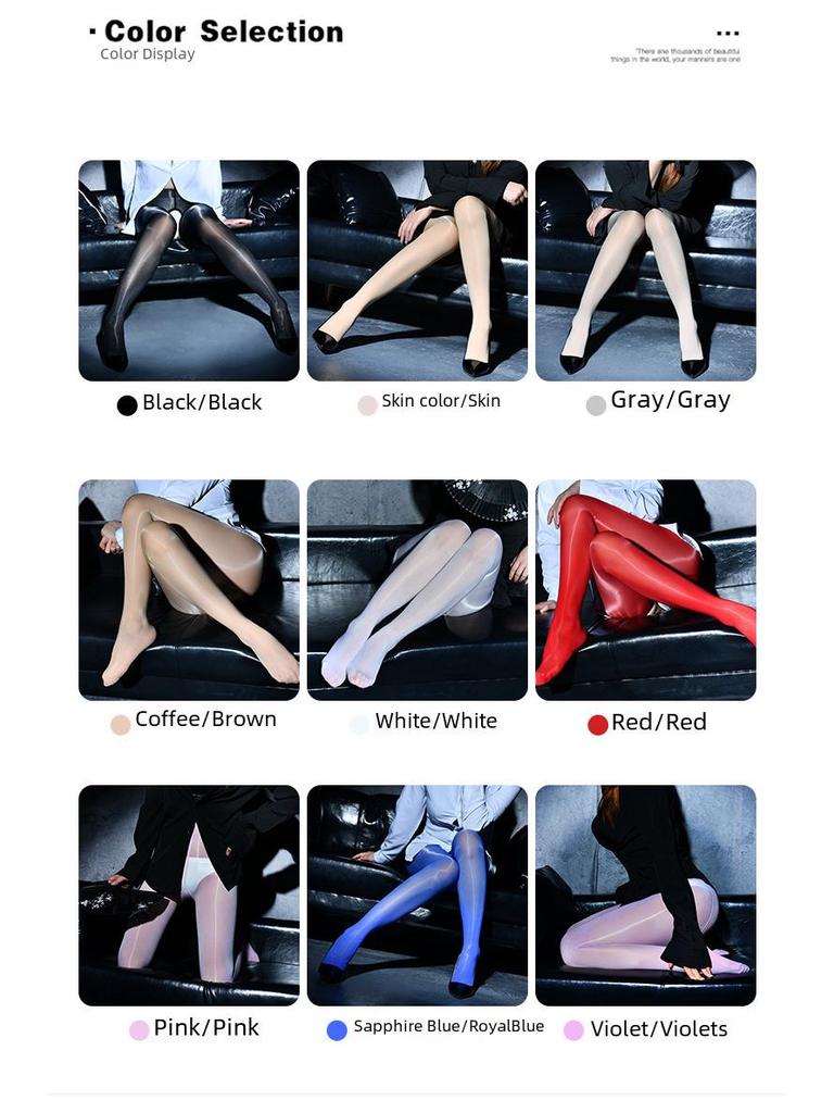 Qinghe Women's Ultra-Thin Black Open Crotch Pantyhose - Large Size, Sexy Sheer Look