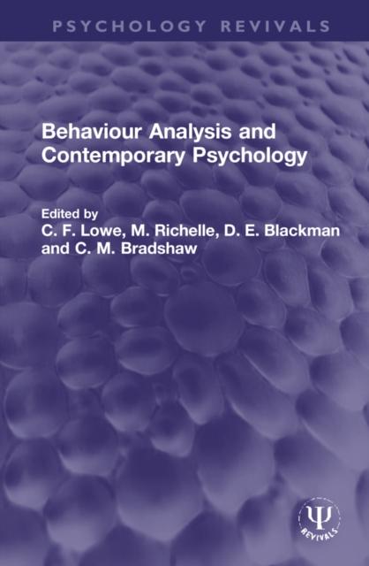 The Behaviour Analysis and Contemporary Psychology Book