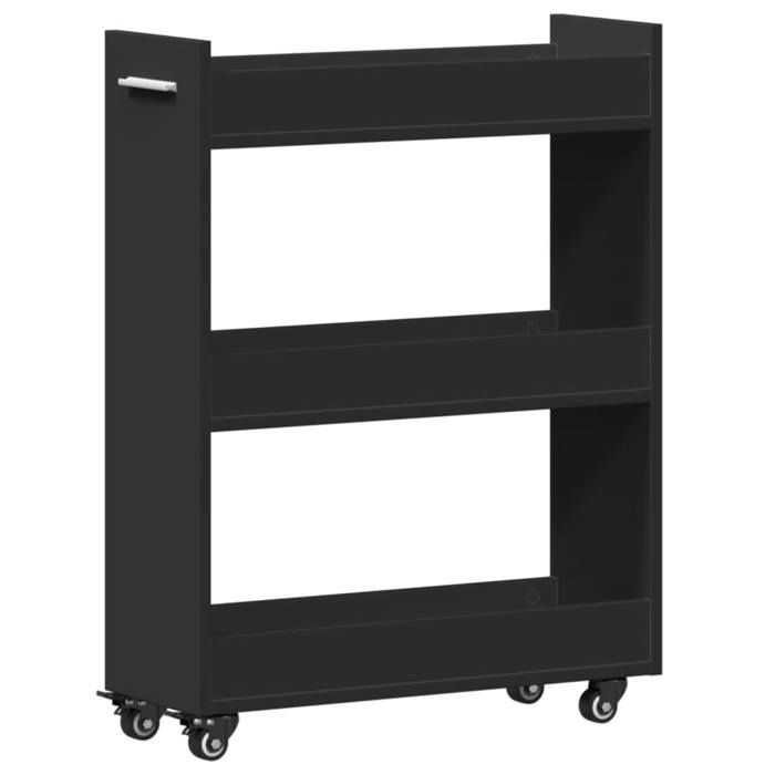 VidaXL Cabinet with Wheels Black 60x22x79 Cm Engineered Wood, Side Cabinet, Storage Cabinet, Home Organizer, 840416