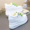 Fashion Genuine Leather Women Plush Platform Sneakers Wedgies Spring Casual Vulcanized Shoes Ladies Thick Bottom Court Sneakers White