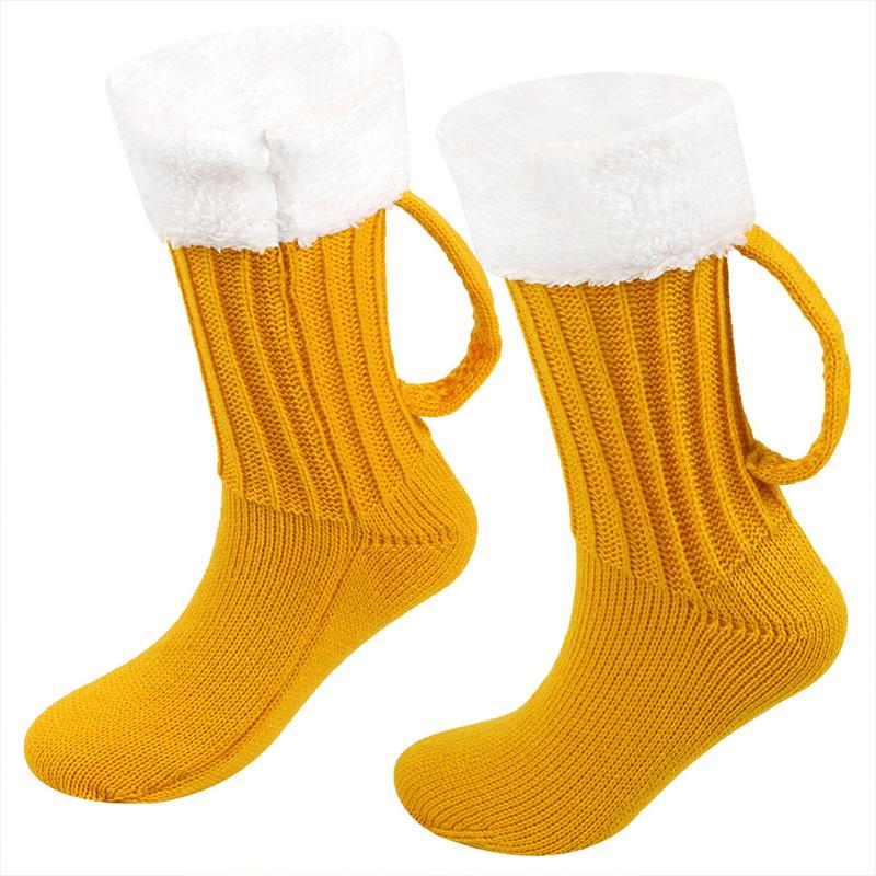 1 Pair Beer Mug Knitted Socks Warm Soft Sleep Christmas Gift