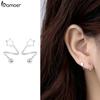 925 Sterling Silver Ear Buckle Rotating Wave Mini Star & Heart Stud Earrings for Women Plated Platinum Jewelry Gift