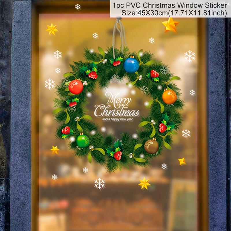 Cartoon Christmas Window Glass Stickers 2025 Christmas Decoration for Home Living Room Wall Decor 2025 Happy New Year Stickers