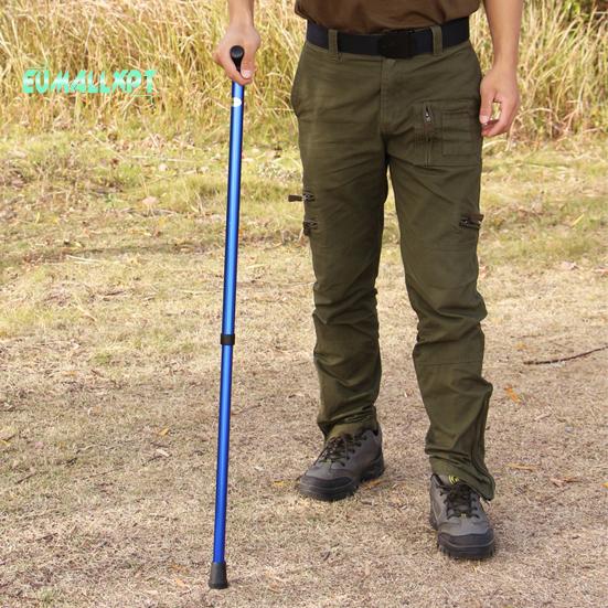 Walking Stick Anti Slip Multifunctional Aluminum Alloy Five-section Telescopic Collapsible Trekking Poles for Outdoor Mountaineering