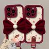 Velvet Bow Lanyard Suitable for Apple 16PRO Mobile Phone Case 15 Floral Lambskin 14 Full Cover Anti-fall XS/XR