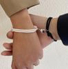 2 Pieces Magnetic Bracelet Two Halves Heart Pendant Couple Bracelets for Lover Friendship Adjustable Braided Rope