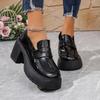2025 Hot Sale New Loafers Women's High Heels Round Toe Chunky Heels Classics Daily & Office Pumps Women Slip On Platform Shoes