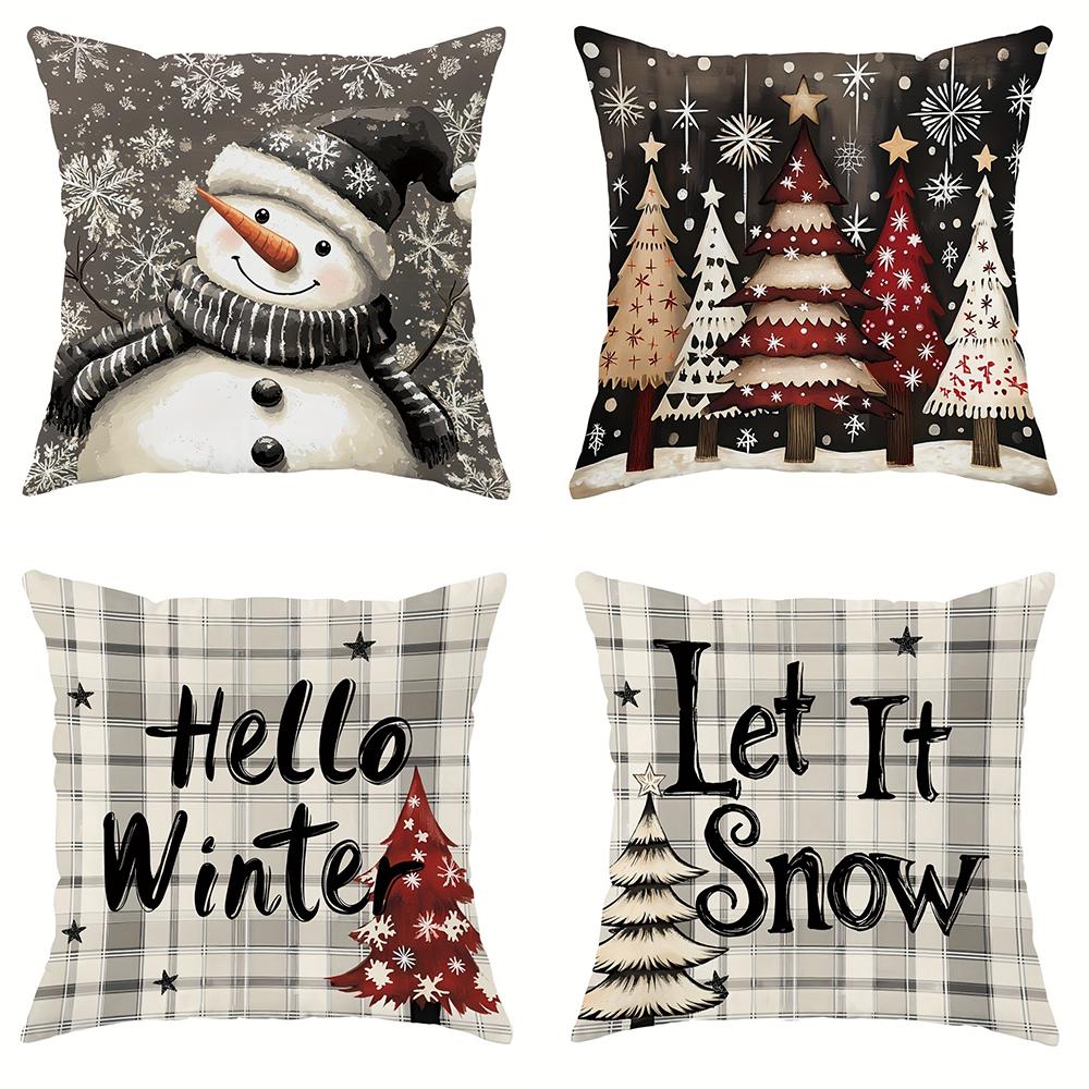 Christmas Decoration Pillowcase New Year Gift Christmas Tree Snowman Pillow Cover Home Room Decoration Sofa Cushion Cover