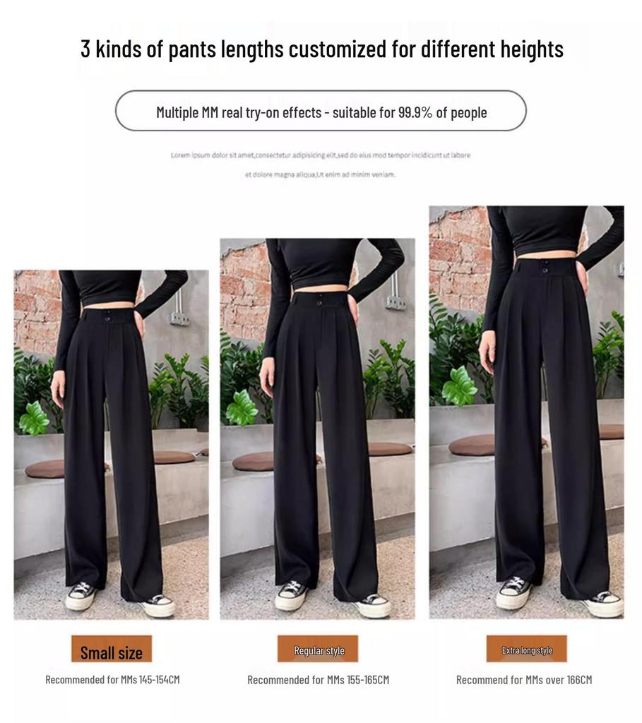 Women's Fleece-Lined Slim-Fit Wide-Leg Pants: High-Waisted, Sleek, and Stylish for Spring/Autumn