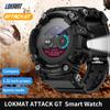The LOKMAT ATTACK smartwatch with a 1.28 inch screen, IP68 water protection, a pulsometer and a step counter