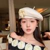 Французский стиль шляпа художника тонкая кепка художника без полей берет с цветком женская/для девочек