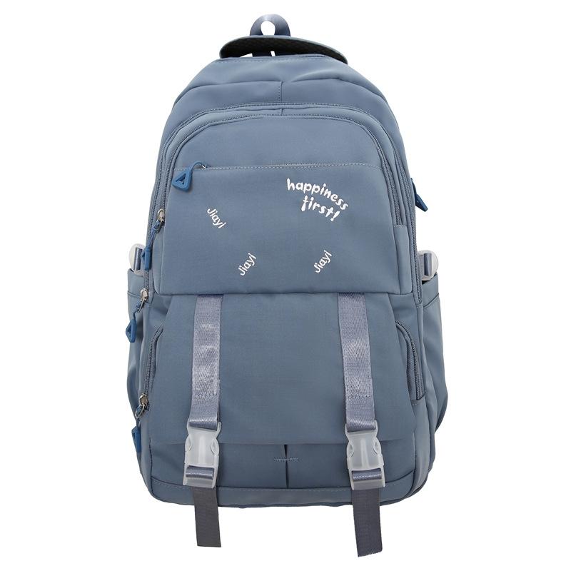 Large Capacity Schoolbag Women's Solid Color Backpack Outdoor Travel Multi-Pocket Backpack