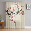 Cherry Blossom Branch Flower Chinese Style Tulle Curtains For Living Room Bedroom Kitchen For Windows Voile Drapes Home Decor
