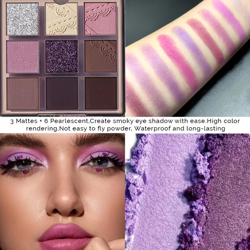 9 Colors Purple Smokey Eye Shadow Palette Highly Pigmented Eyeshadow Matte & Shimmer Makeup Palette Long Lasting Waterproof for Stunning Eye Looks