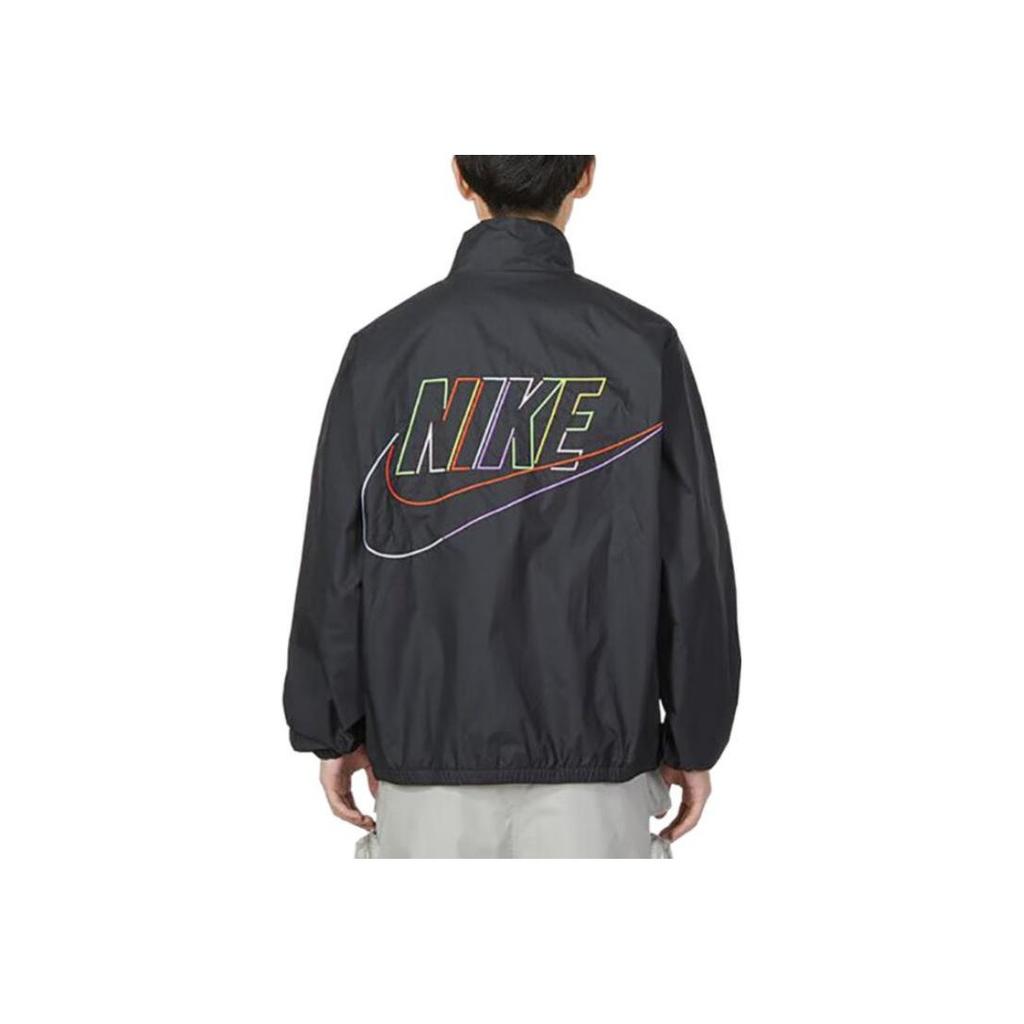 Nike Спортивная повседневная куртка с логотипом алфавита и воротником-стойкой, мужские куртки черного цвета DX0673-010