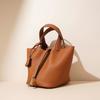 Genuine Leather Women's Bucket Bag Large Capacity Vegetable Basket Bag