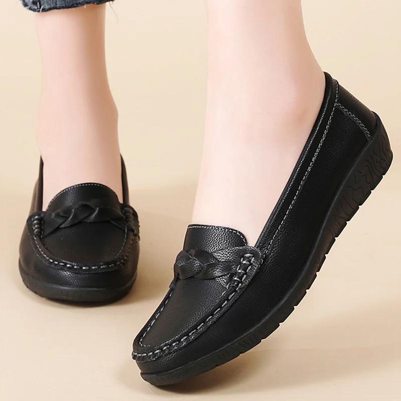 Women Shoes Soft Leather Women's Loafer 2025 New Flats Slip On Casual Shoes Flat Shoes Women White Footwear Zapatos De Mujer
