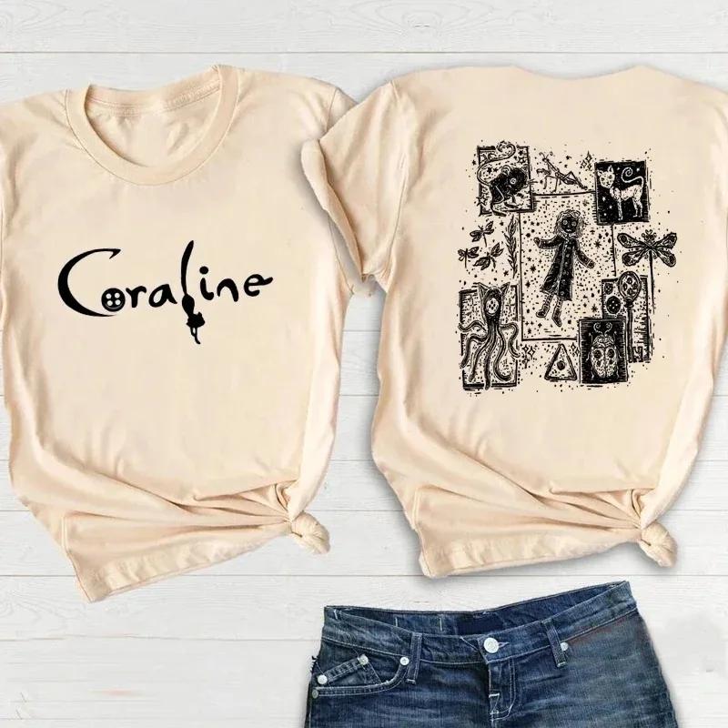 Retro Coraline Movie T Shirt Unisex FeUnisex Coraline Doll Dreams Unisex Tshirt Horror Movie Tee Shirt Streetwear Cotton Tops Tee Unisex