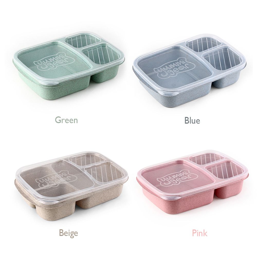 Durable Dinnerware Wheat Straw Food Fruit Container Picnic Storage Boxs Lunchbox Lunch Box