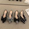 Bow Sandals Women Summer Pointed Low Heel Sandals Women Fashion Baotou Thin Strap Sandals High Heels Sandalias