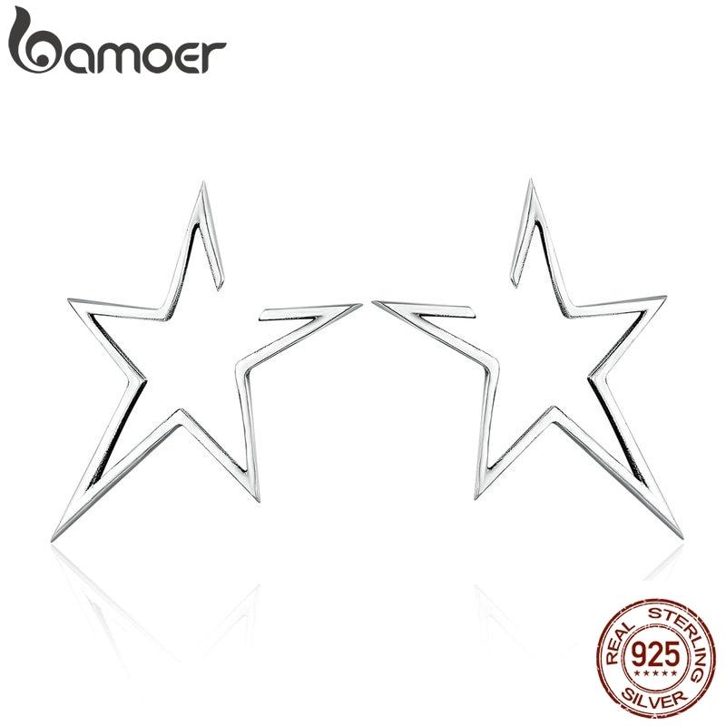 Bamoer New Arrival Authentic 925 Sterling Silver Exquisite Star Stud Earrings