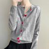 A New Korean-style Sweet and Youthful Heart-shaped Clasp Color-blocking Knitted Cardigan for Women, A Versatile Sweater for Spring and Autumn