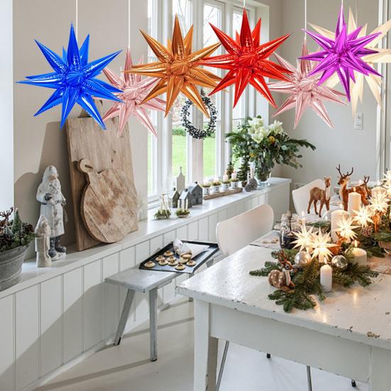 50Pcs 18-inch Cone Star Balloon Metallic Leakproof Thicker Baby Shower Birthday Wedding Party Decoration Aluminum Film Balloon Kit