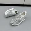 2024 Spring and Autumn Women's Loafers Silver Sneakers Rhinestone Platform Shoes Inner Heightening Sneakers Zapatos De Mujer