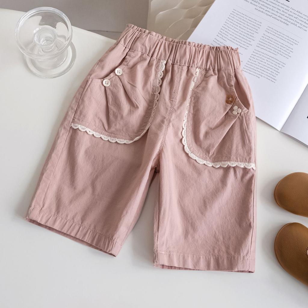 Девочки Летние Укороченные Тонкие Детские Повседневные Шорты из Чистого Хлопка и Брюки Средней Длины для Девочек