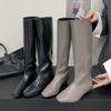 European and American Style Big Tube Minimalist Style Long Boots Women's 2025ins Wind Pointed Retro Knight Boots Thin Slope Heel Thin Boots