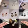 Elegant 925 Silver Geometric Square Stud Earrings for Women