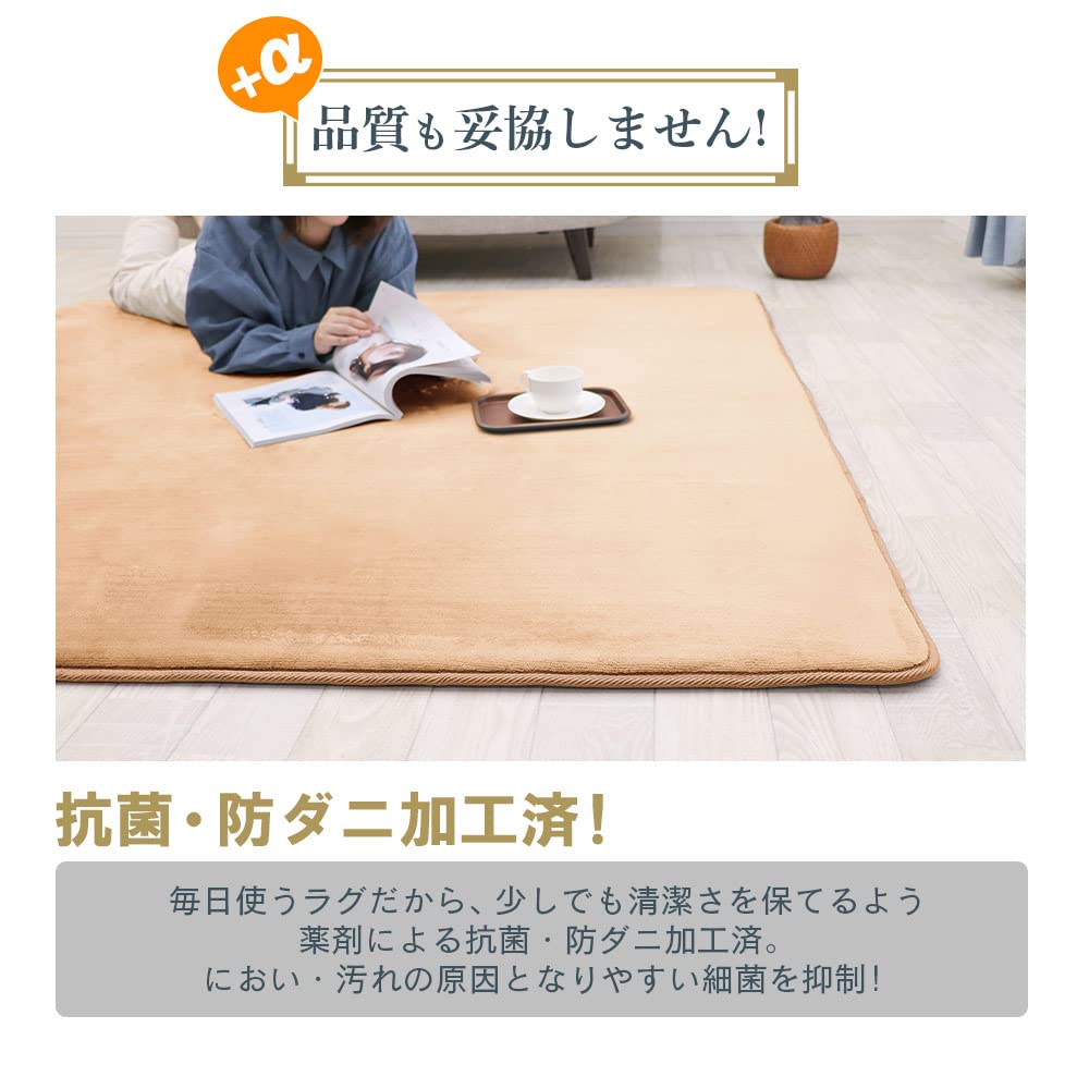 Freely Rug Carpet High Resilience Extra Thick 200 X Antibacterial and Thick Rug All Microfiber Size Rug, 25mm, 250cm, Anti-mite Treatment, Mat,