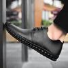 Men's Handmade Sewn Leather Shoes Comfortable Anti Slip Flat Bottom Daily Office Outdoor Leisure Walking Breathable Men's Shoes