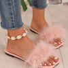 Furry Flat Indoor Fluffy Sandals Beige Woman Slippers Black Fuzzy Summer Slides Shoes for Women 2025 B Casual Vip 39 Sale Y