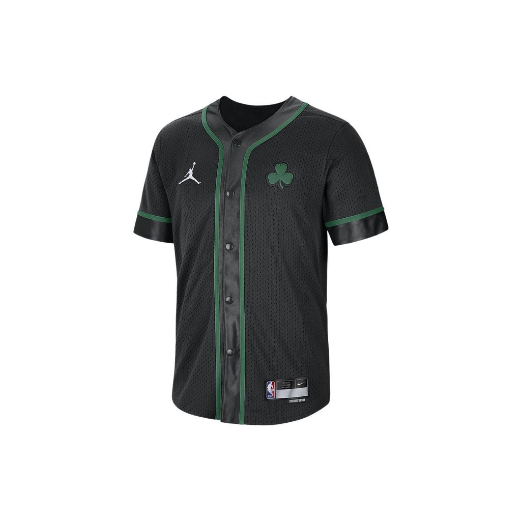 Jordan Colorblock Crewneck Snap-Button Dri-Fit NBA Short Sleeve Shirt Men Tops Black DN9828-010