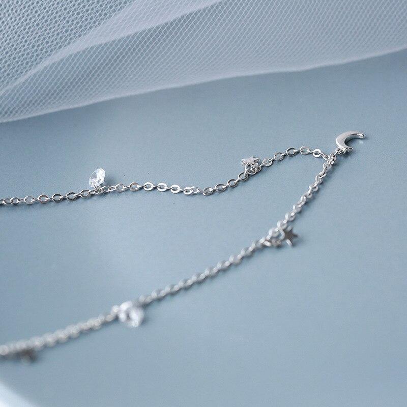 Ожерелье из стерлингового серебра 925 пробы с лунной звездой для женщин, цепочка на ключицу, милые украшения, подарки на вечеринку