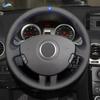 For Renault Clio 3 RS 2005 2006 2007 2008 2009 2010 2011 2012 2013 Car Steering Wheel Cover Trim Black Leather with Blue Strip