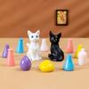 DIY Cat Figurines Simulation Color Small Vase Cute Doll House Vase