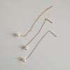 Modernlike 14k Gold-filled Silver Long Pearl Drop Earrings