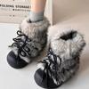 [Weird Aestheticism] Thick-soled Burst Leather Fur Snow Boots Women's New Velvet and Thickened Cotton Shoes In Autumn and Winter